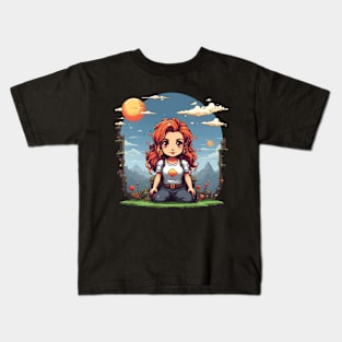 Pixel Girl Sun Kids T-Shirt